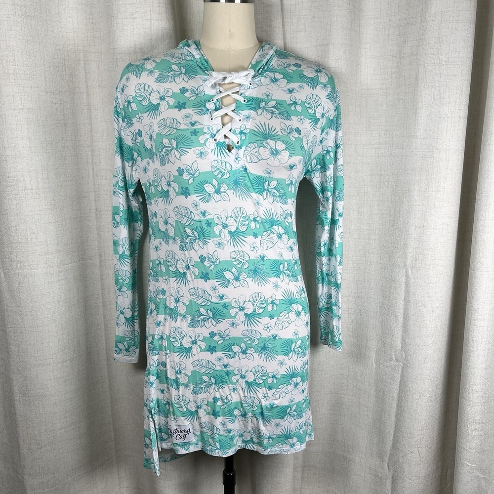 Disney Cruise Line Castaway Cay Tropical‎ Swim Cover Up Dress XS/Small Hooded